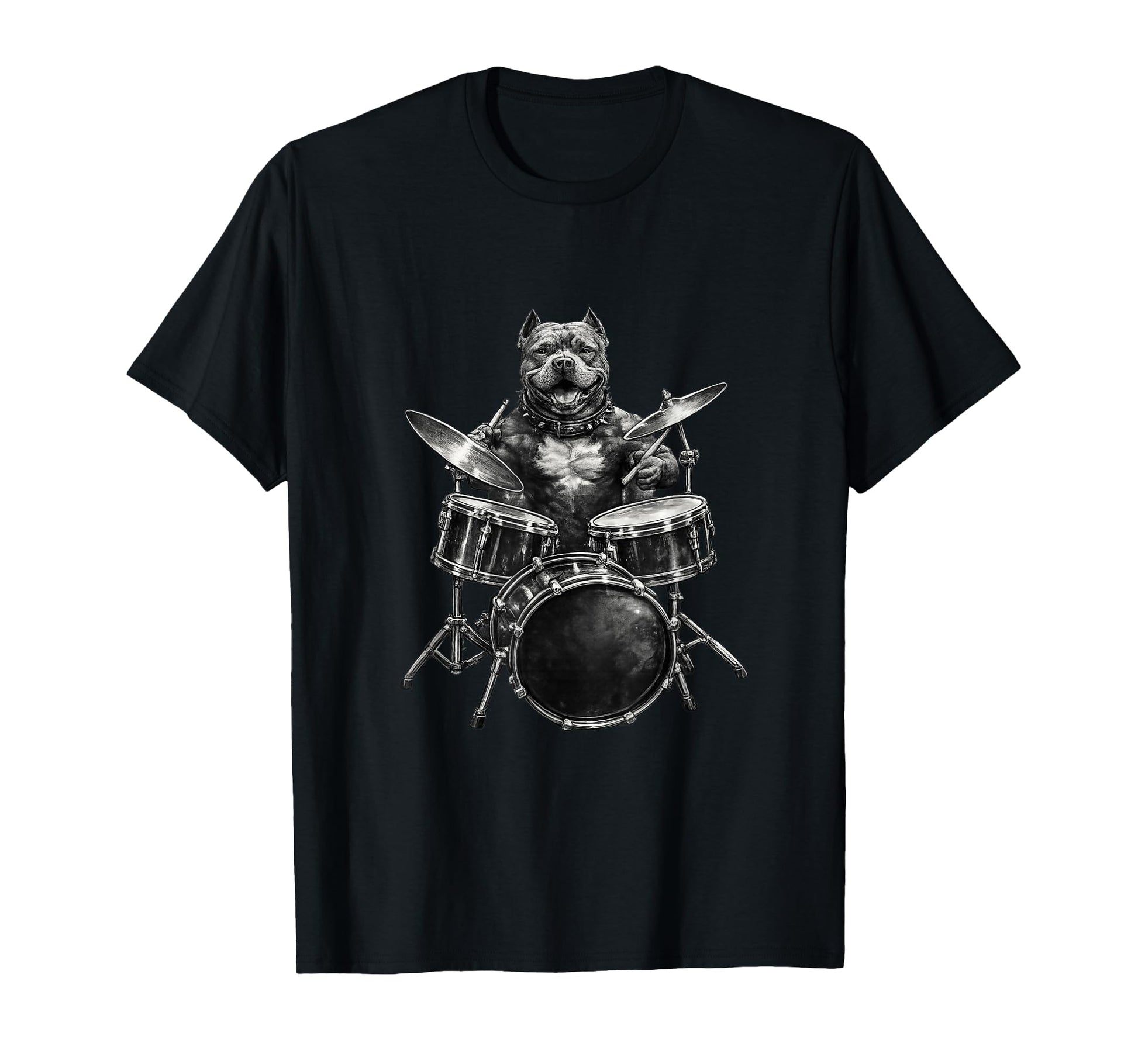 Funny Pit Bulls Dog Playing Drums T-Shirt - Novelty Apparel Men Women - T-Shirt, Sweatshirt, Hoodie