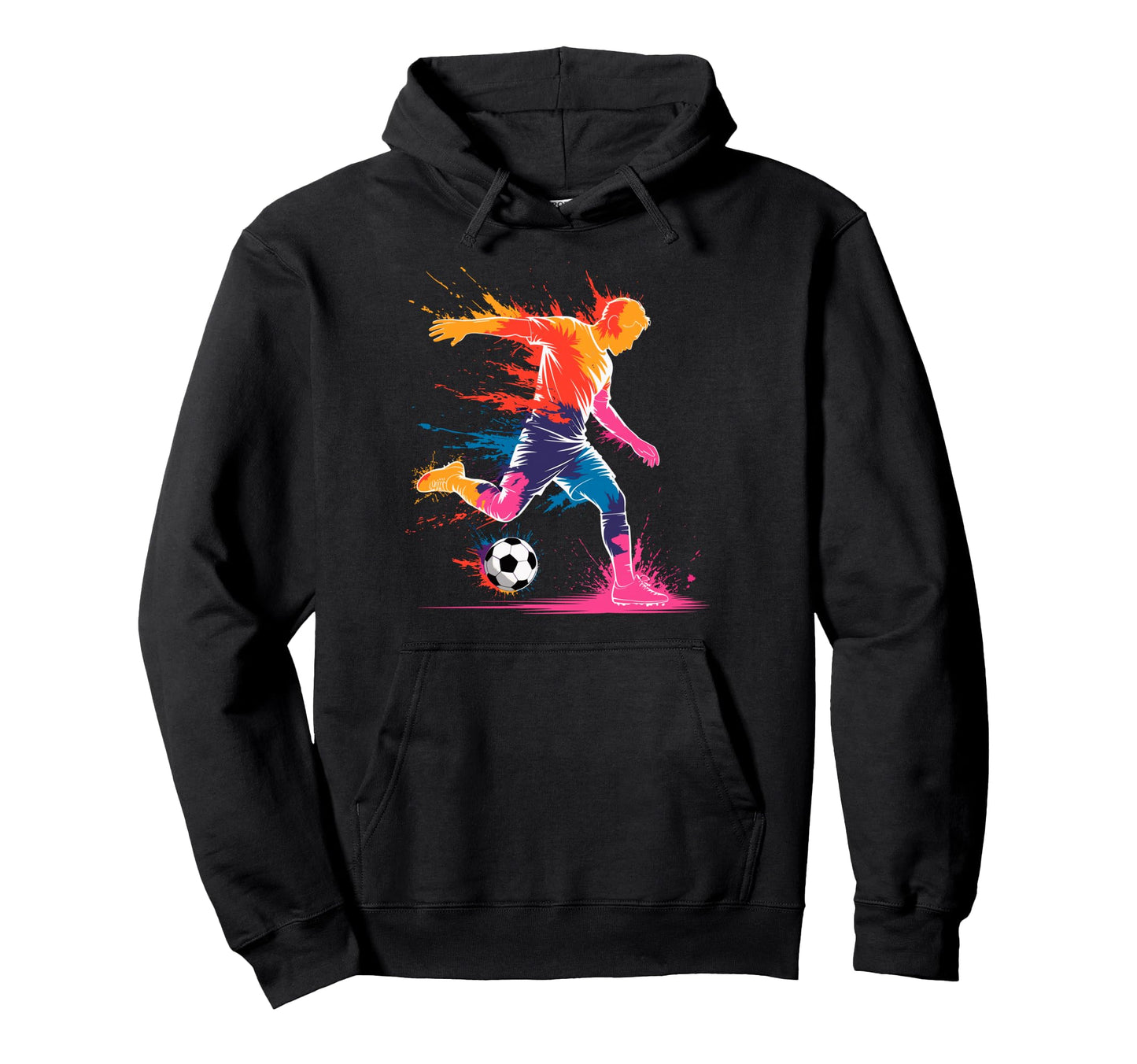 Colorful Funny Soccer Player Fan Hoodie - Casual Everyday Wear Men Women - T-Shirt, Sweatshirt, Hoodie
