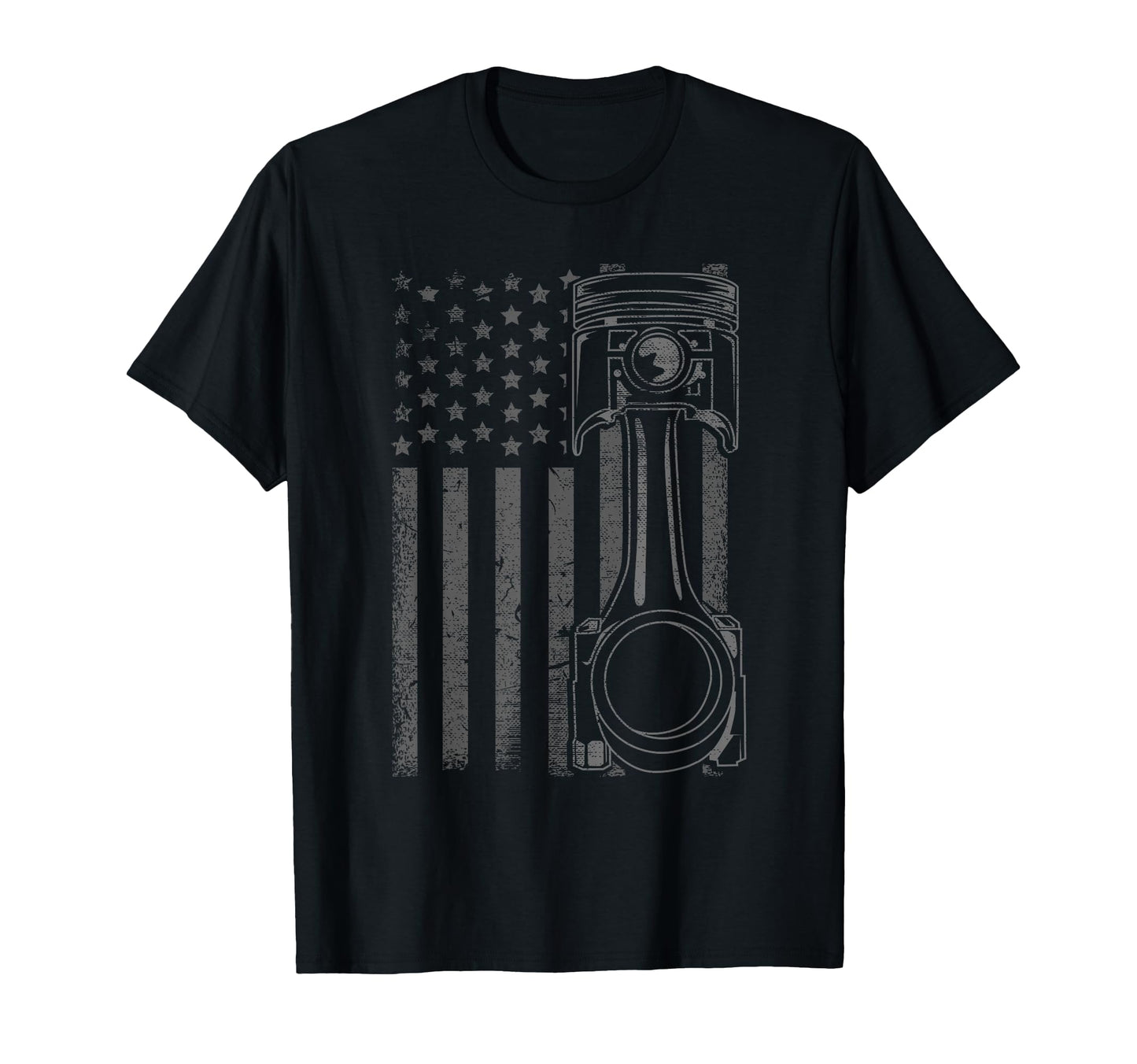 American Flag Piston Funny Muscle Car T-Shirt - Graphic Print Unisex - T-Shirt, Sweatshirt, Hoodie