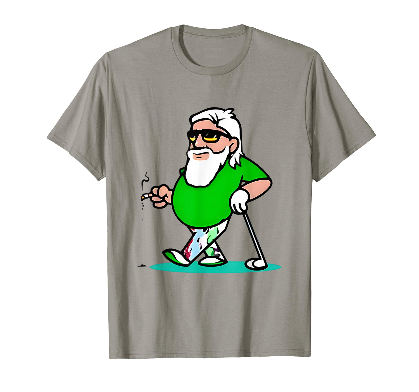 Grandpa Golf Cartoon Smoking Art T-Shirt - Minimalist Print Men Women - T-Shirt, Sweatshirt, Hoodie