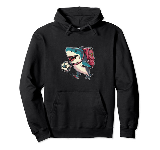 Animals Play Soccer Shark Playing Hoodie - Aesthetic Graphic Men Women - T-Shirt, Sweatshirt, Hoodie
