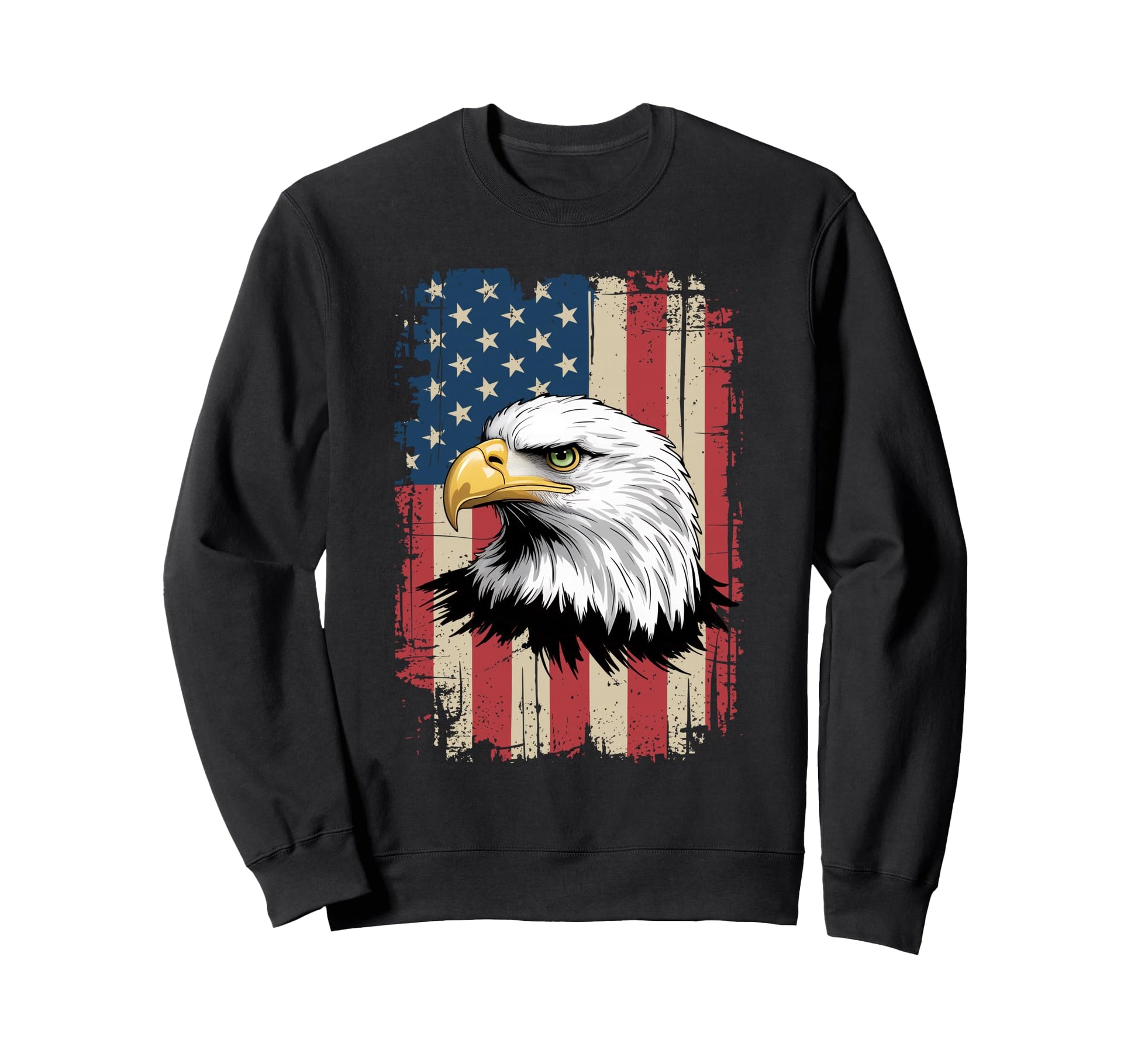 American Flag Bald Eagle Sweatshirt - Aesthetic Graphic for Adults - T-Shirt, Sweatshirt, Hoodie