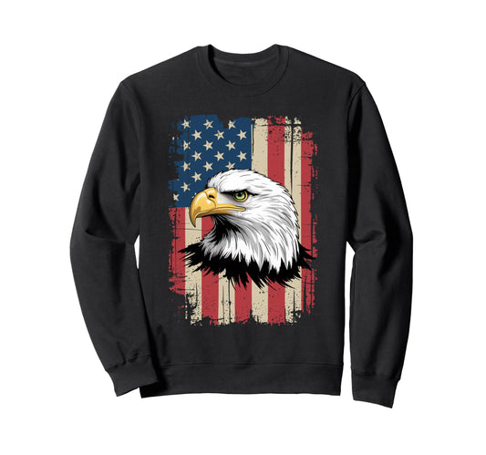 American Flag Bald Eagle Sweatshirt - Aesthetic Graphic for Adults - T-Shirt, Sweatshirt, Hoodie