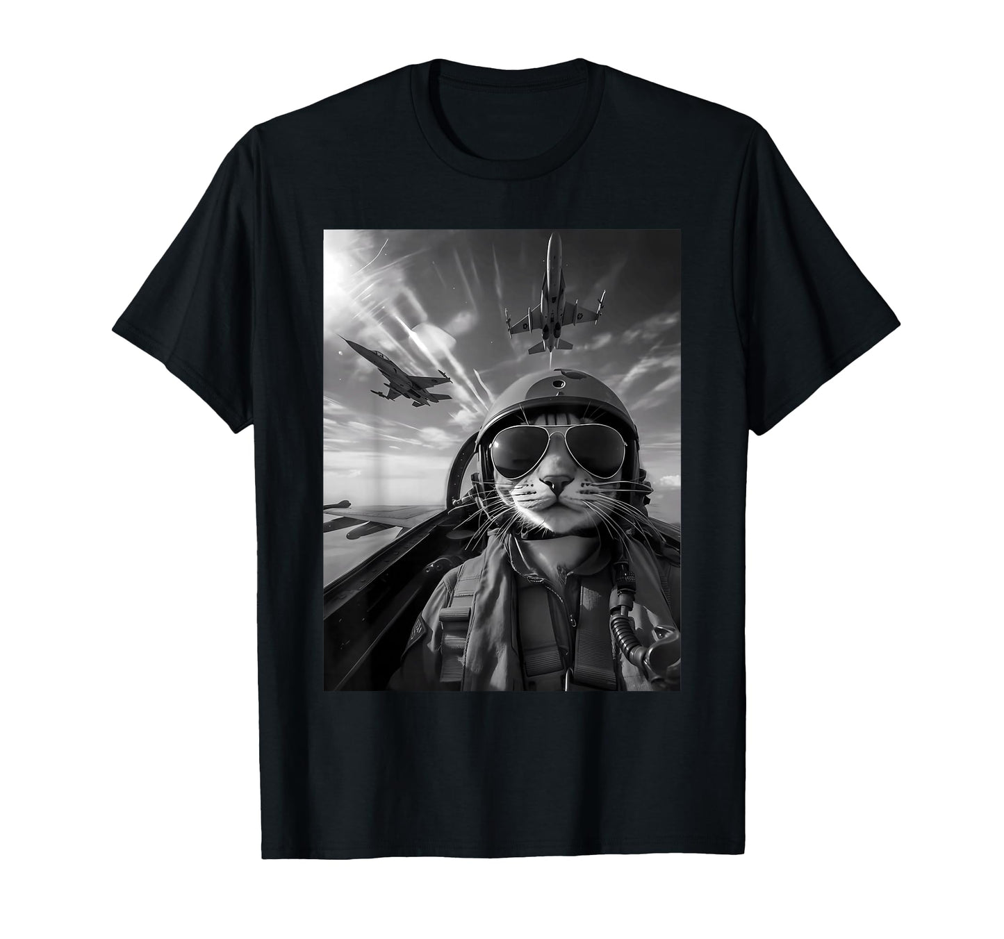 Flying Cat Selfie Funny Fighter T-Shirt - Custom Art Print for Adults - T-Shirt, Sweatshirt, Hoodie