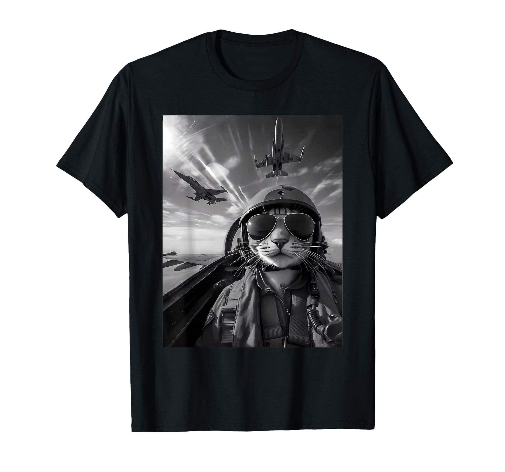 Flying Cat Selfie Funny Fighter T-Shirt - Custom Art Print for Adults - T-Shirt, Sweatshirt, Hoodie