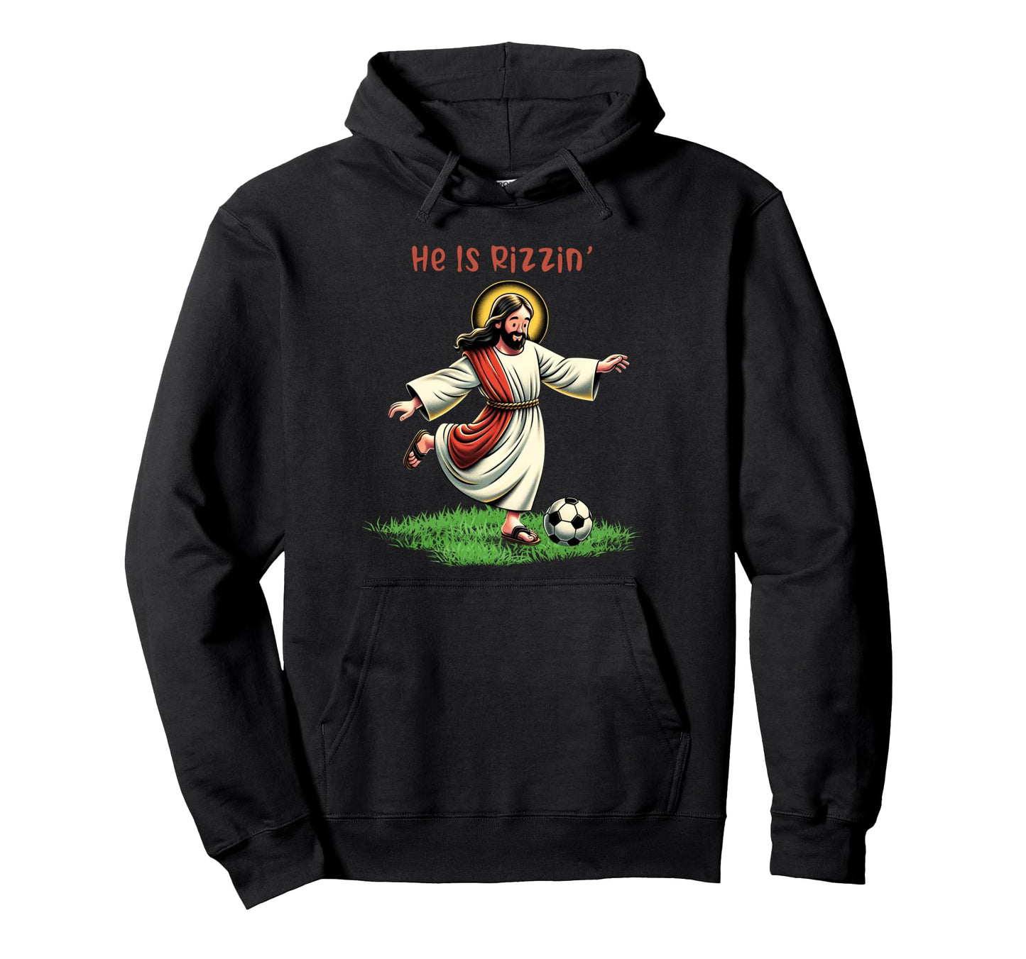 He Is Rizzin Lover Soccer Christian Hoodie - Aesthetic Graphic for Adults - T-Shirt, Sweatshirt, Hoodie