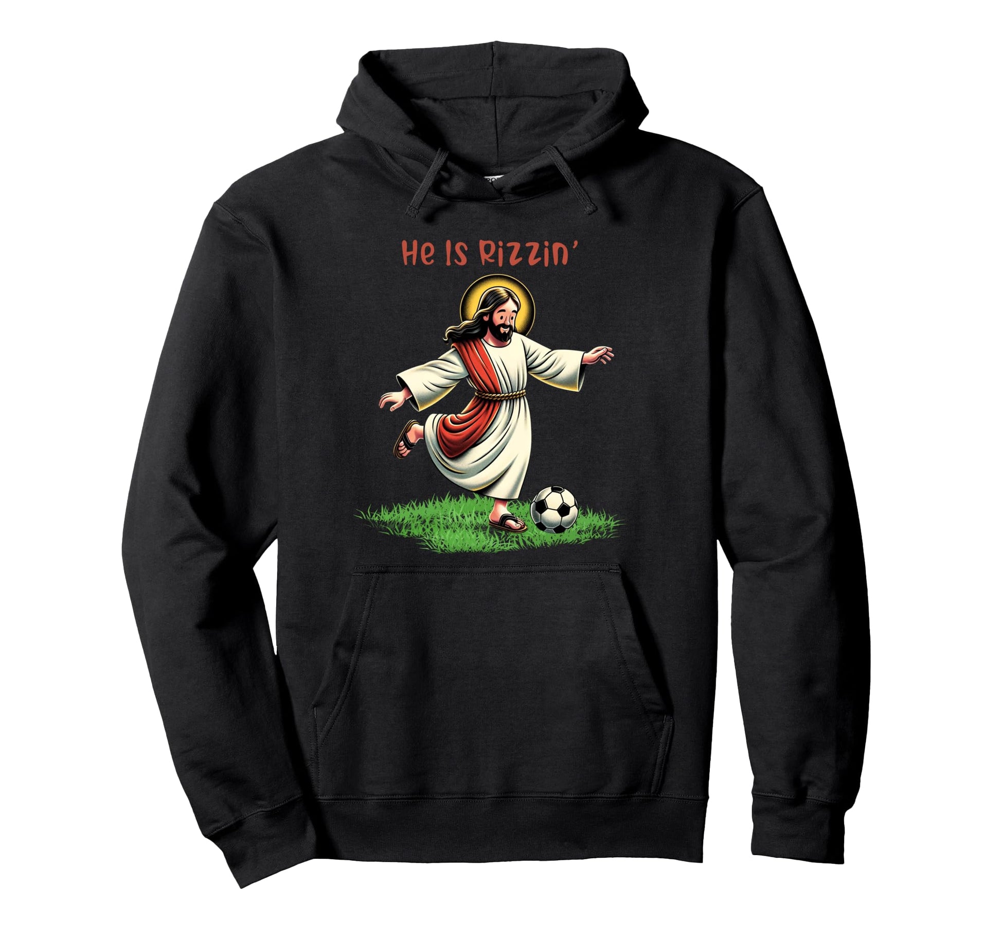 He Is Rizzin Lover Soccer Christian Hoodie - Aesthetic Graphic for Adults - T-Shirt, Sweatshirt, Hoodie