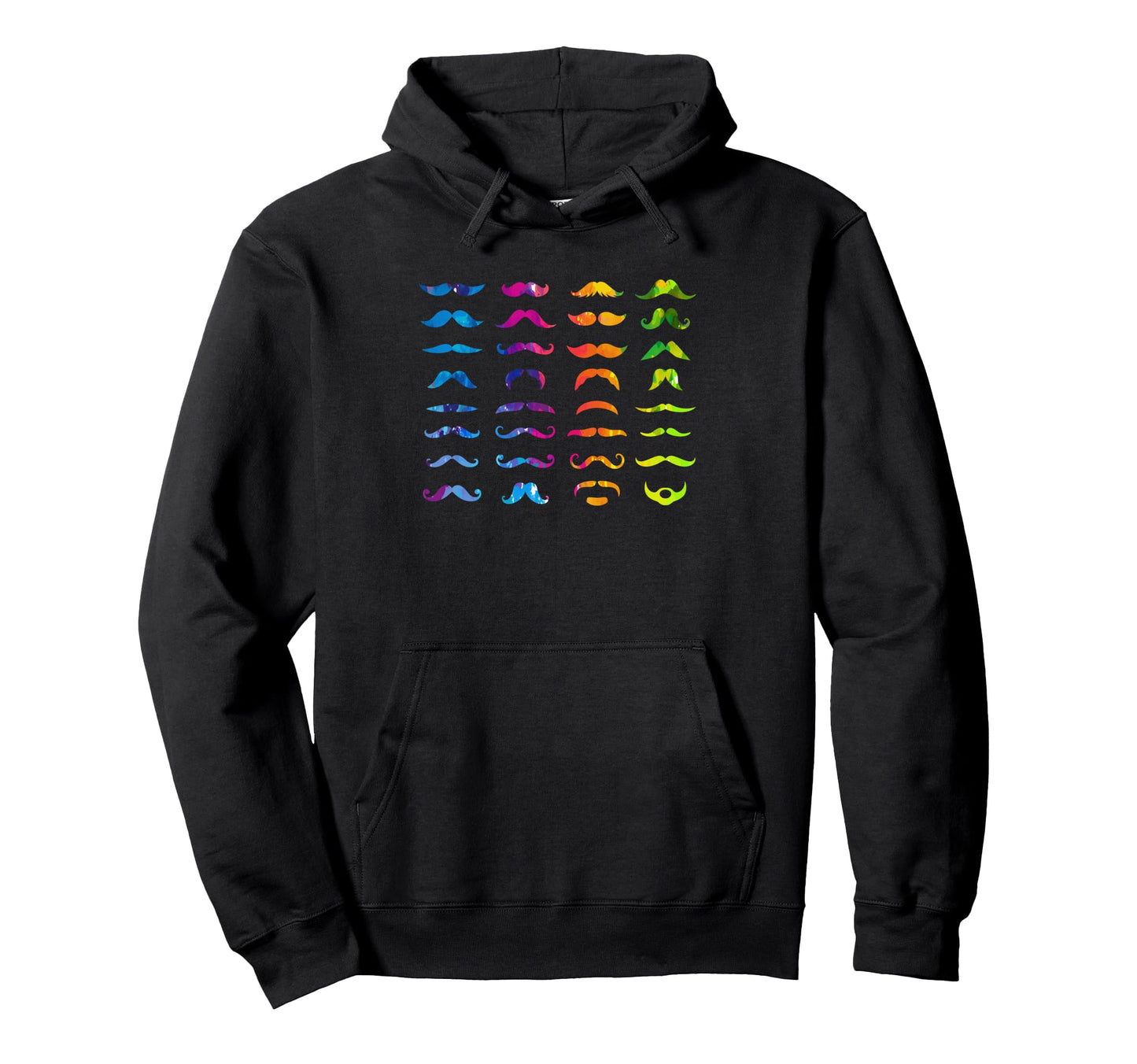 Colorful Mustache Beards Bearded Mustache Hoodie - Aesthetic Graphic Unisex - T-Shirt, Sweatshirt, Hoodie
