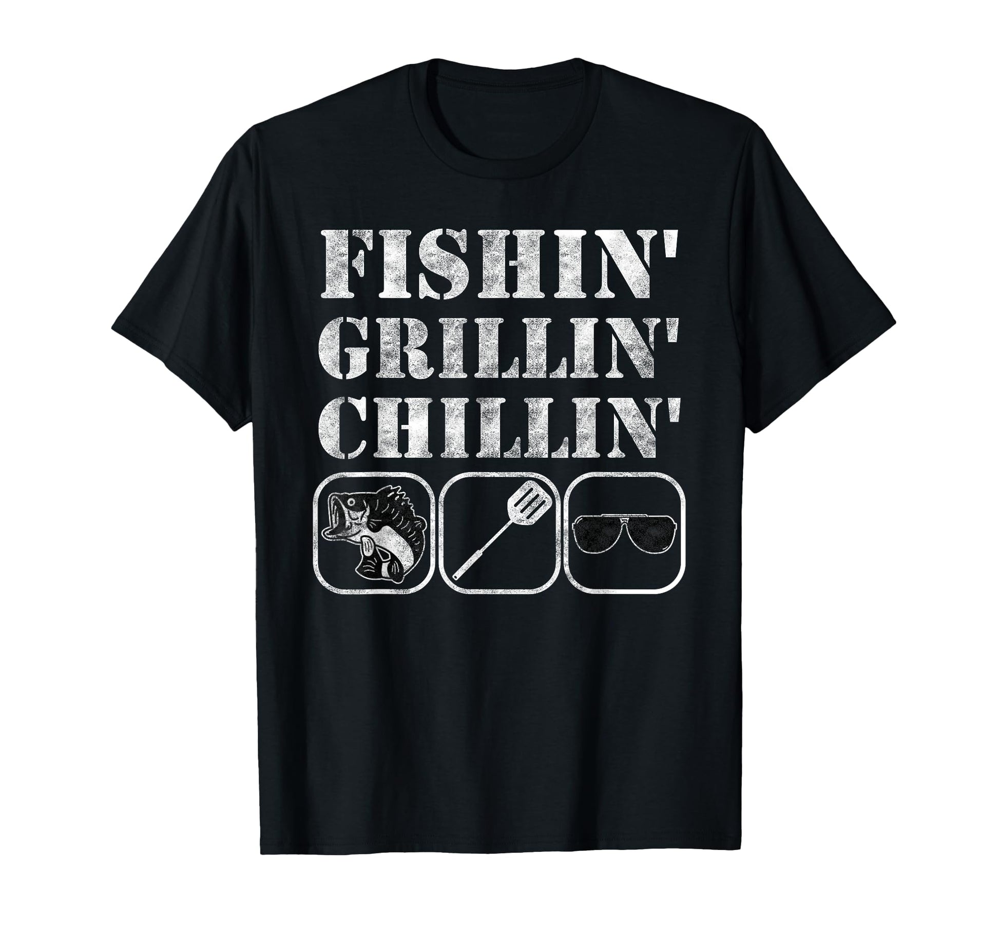 Mens Fishin Grillin Chillin T-Shirt - Fun Novelty Design for Adults - T-Shirt, Sweatshirt, Hoodie