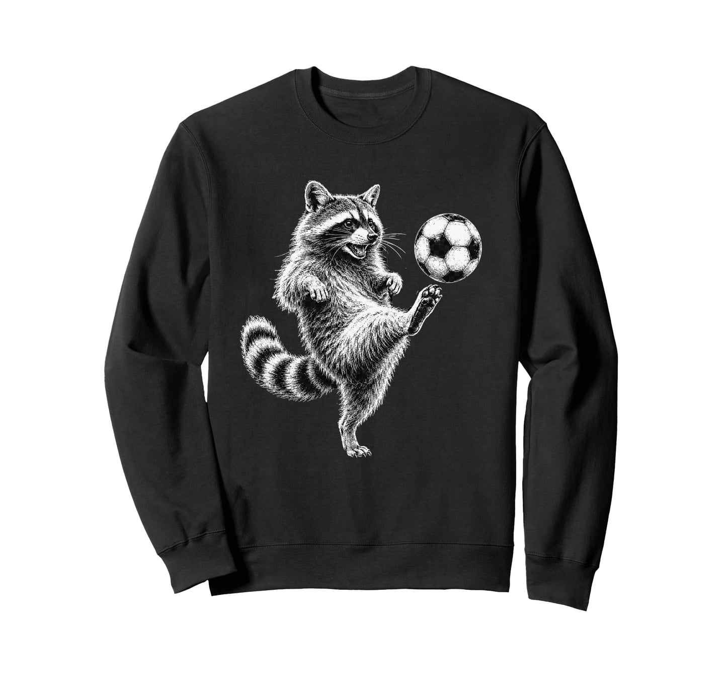 Funny Raccoon Kicking Soccer Ball Sweatshirt - Aesthetic Graphic Unisex - T-Shirt, Sweatshirt, Hoodie