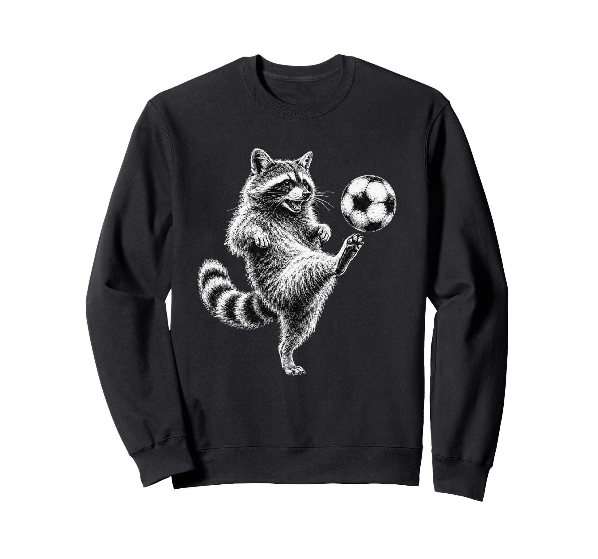 Funny Raccoon Kicking Soccer Ball Sweatshirt - Aesthetic Graphic Unisex - T-Shirt, Sweatshirt, Hoodie