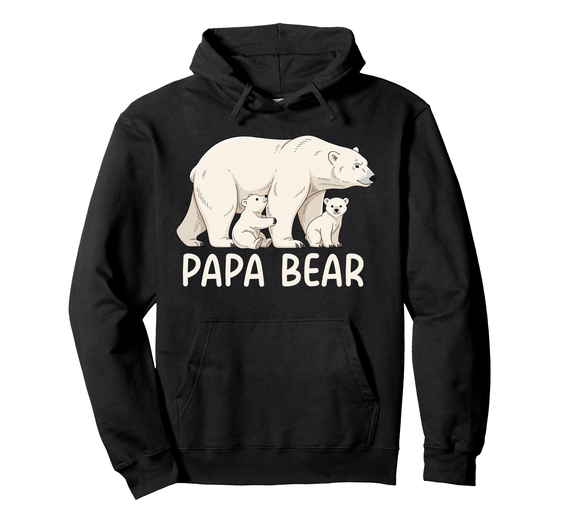 Papa Bear Two Cubs Polar Bear Family Hoodie - Custom Art Print Unisex - T-Shirt, Sweatshirt, Hoodie