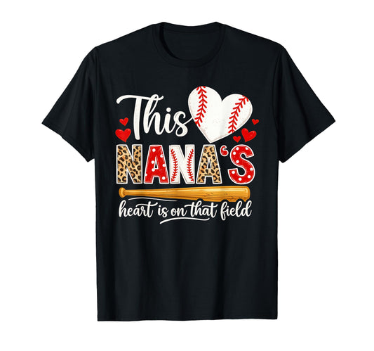 Baseball Nana Heart Field Proud Nana T-Shirt - Trendy Graphic for Adults - T-Shirt, Sweatshirt, Hoodie