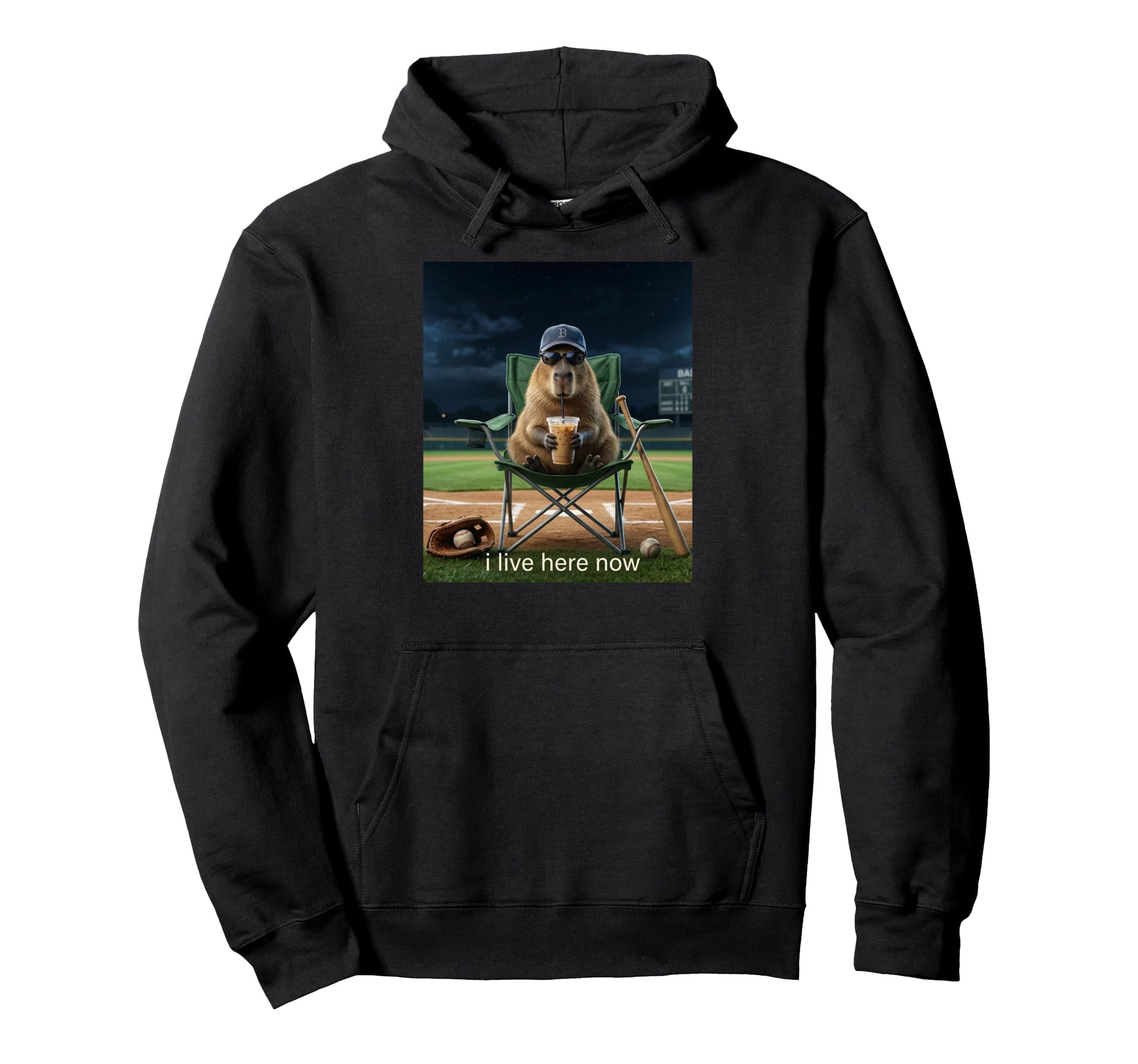 Funny Capybara Iced Coffee I Live Hoodie - Aesthetic Graphic Men Women - T-Shirt, Sweatshirt, Hoodie