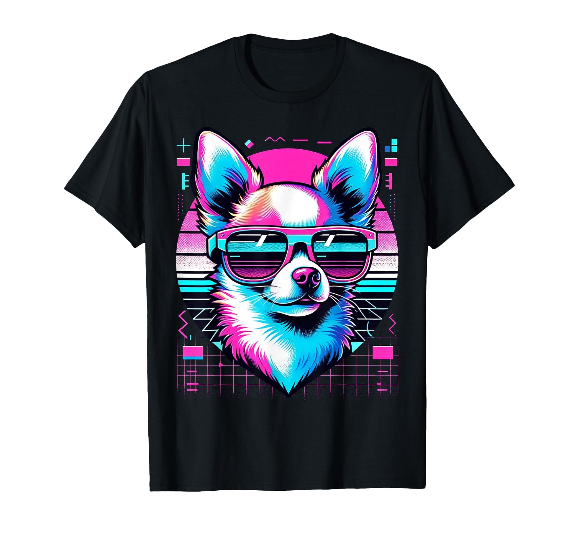 Mens And Womens Vaporwave Chihuahua T-Shirt - Custom Art Print for Adults - T-Shirt, Sweatshirt, Hoodie