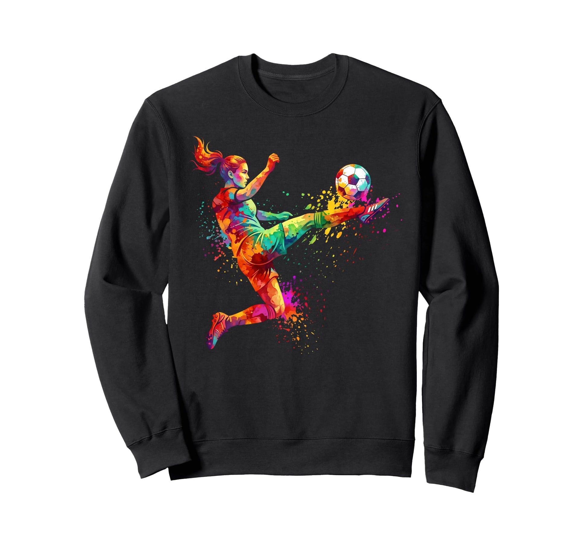 Watercolor Soccer Trapping Rainbow Sweatshirt - Novelty Apparel for Adults - T-Shirt, Sweatshirt, Hoodie
