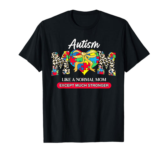Autism Mom Heart Leopard Mama Dad T-Shirt - Fun Novelty Design Unisex - T-Shirt, Sweatshirt, Hoodie