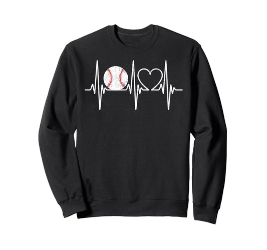 Baseball Player Heartbeat Coach Sweatshirt - Aesthetic Graphic for Adults - T-Shirt, Sweatshirt, Hoodie