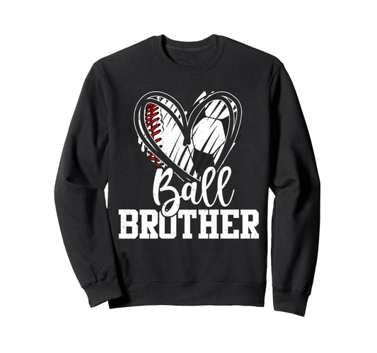 Ball Brother Heart Baseball Soccer Hoodie - Streetwear Style for Adults - T-Shirt, Sweatshirt, Hoodie