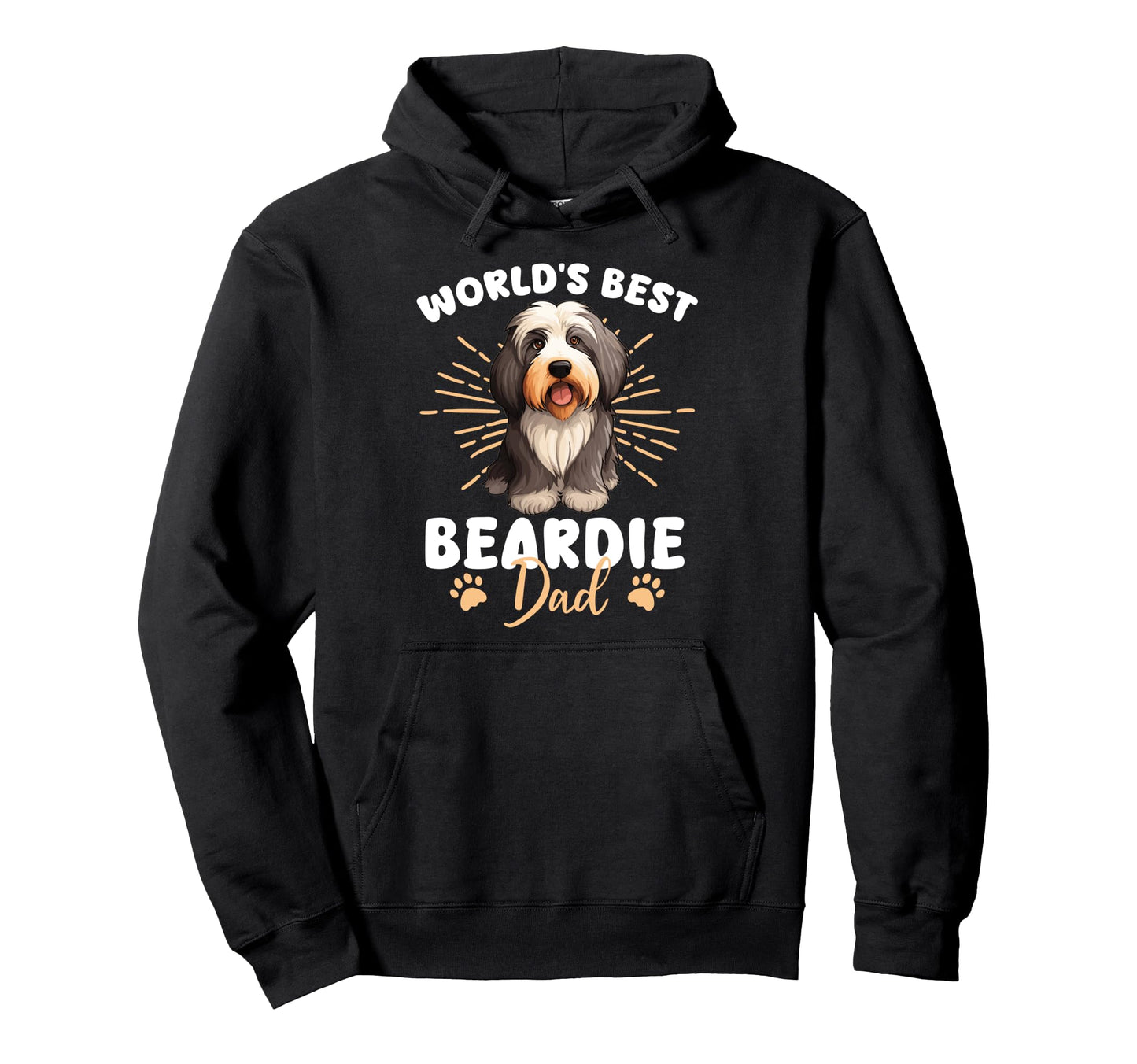 Bearded Collie Dog Worlds Best Beardie Dad Hoodie - Graphic Print Unisex - T-Shirt, Sweatshirt, Hoodie
