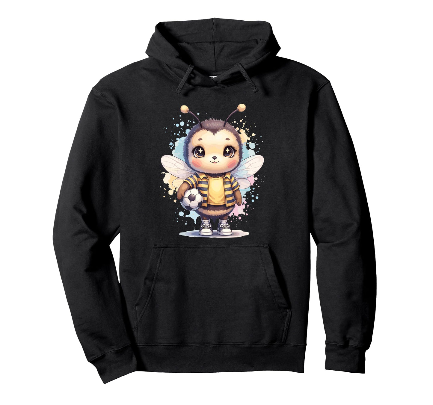 Bee Soccer Player Kawaii Animal Hoodie - Graphic Print for Adults - T-Shirt, Sweatshirt, Hoodie