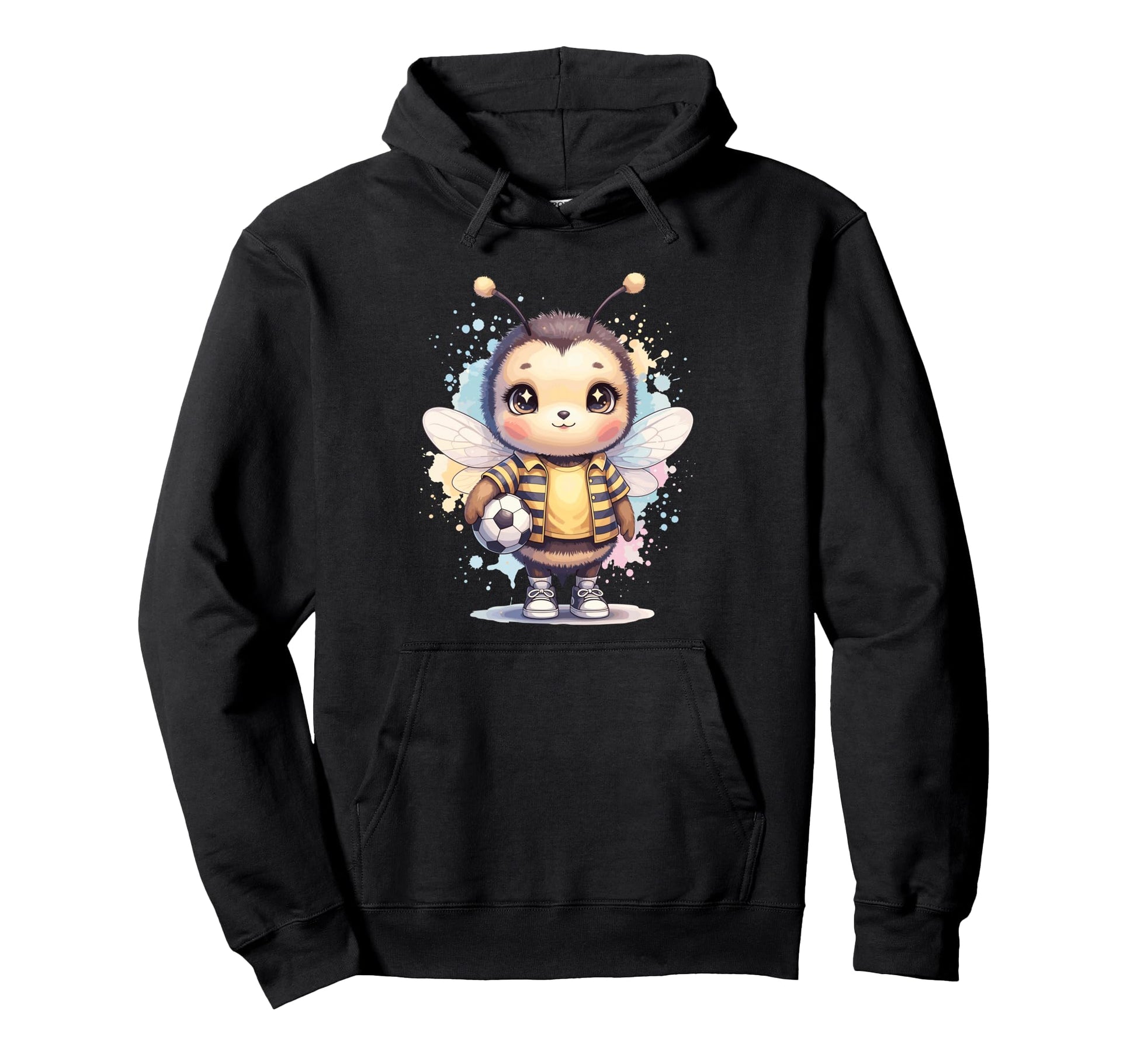 Bee Soccer Player Kawaii Animal Hoodie - Graphic Print for Adults - T-Shirt, Sweatshirt, Hoodie