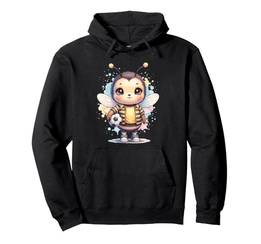 Bee Soccer Player Kawaii Animal Hoodie - Graphic Print for Adults - T-Shirt, Sweatshirt, Hoodie