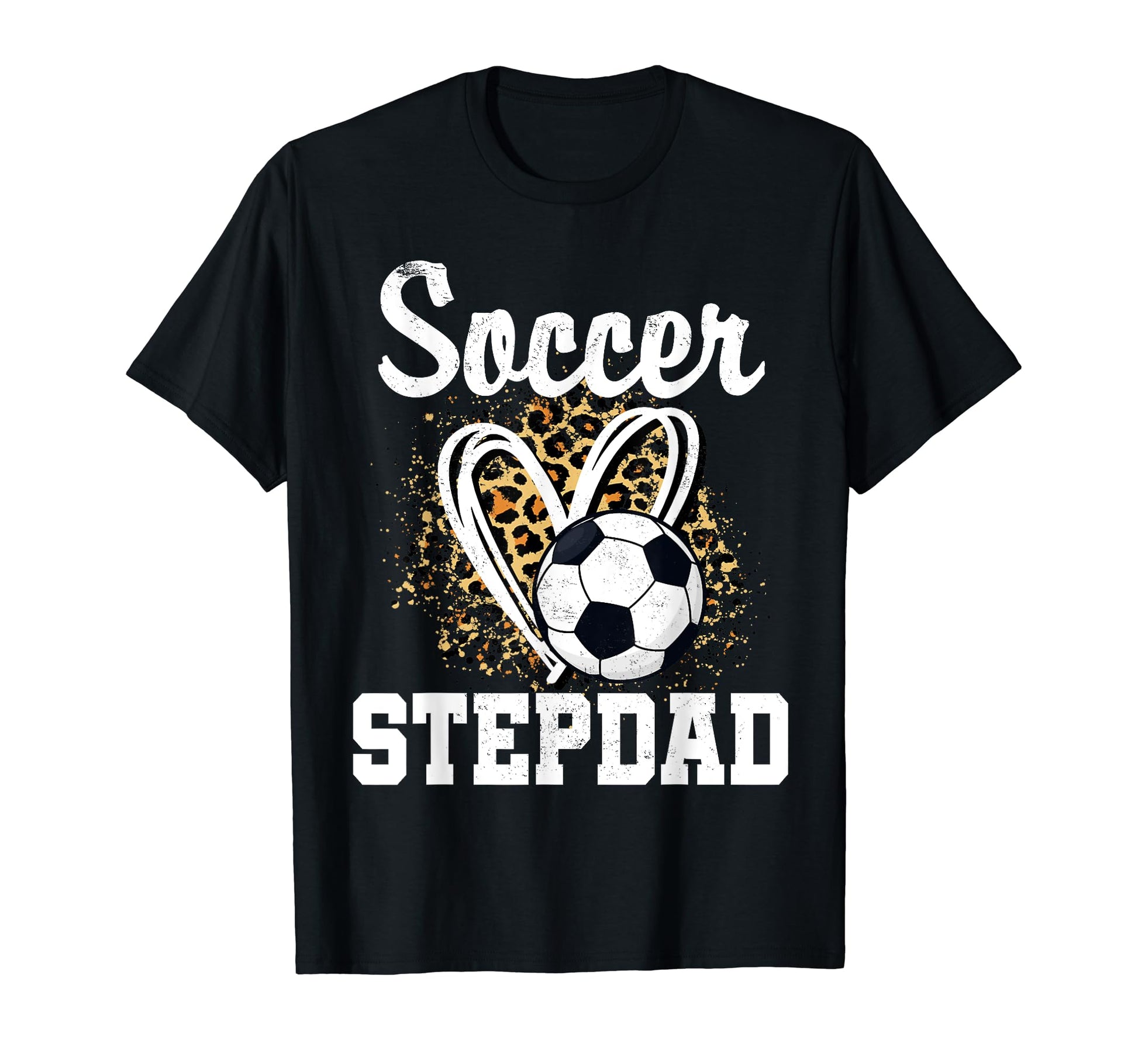 Soccer Stepdad Leopard Heart Matching T-Shirt - Custom Art Print Unisex - T-Shirt, Sweatshirt, Hoodie