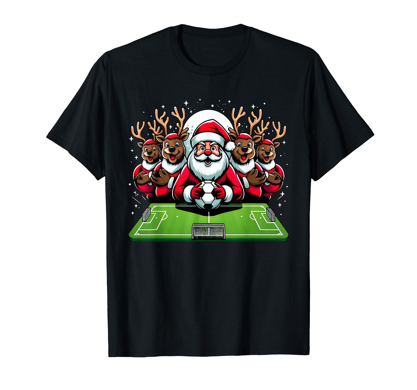 Santa Reindeer Play American Soccer T-Shirt - Custom Art Print Unisex - T-Shirt, Sweatshirt, Hoodie