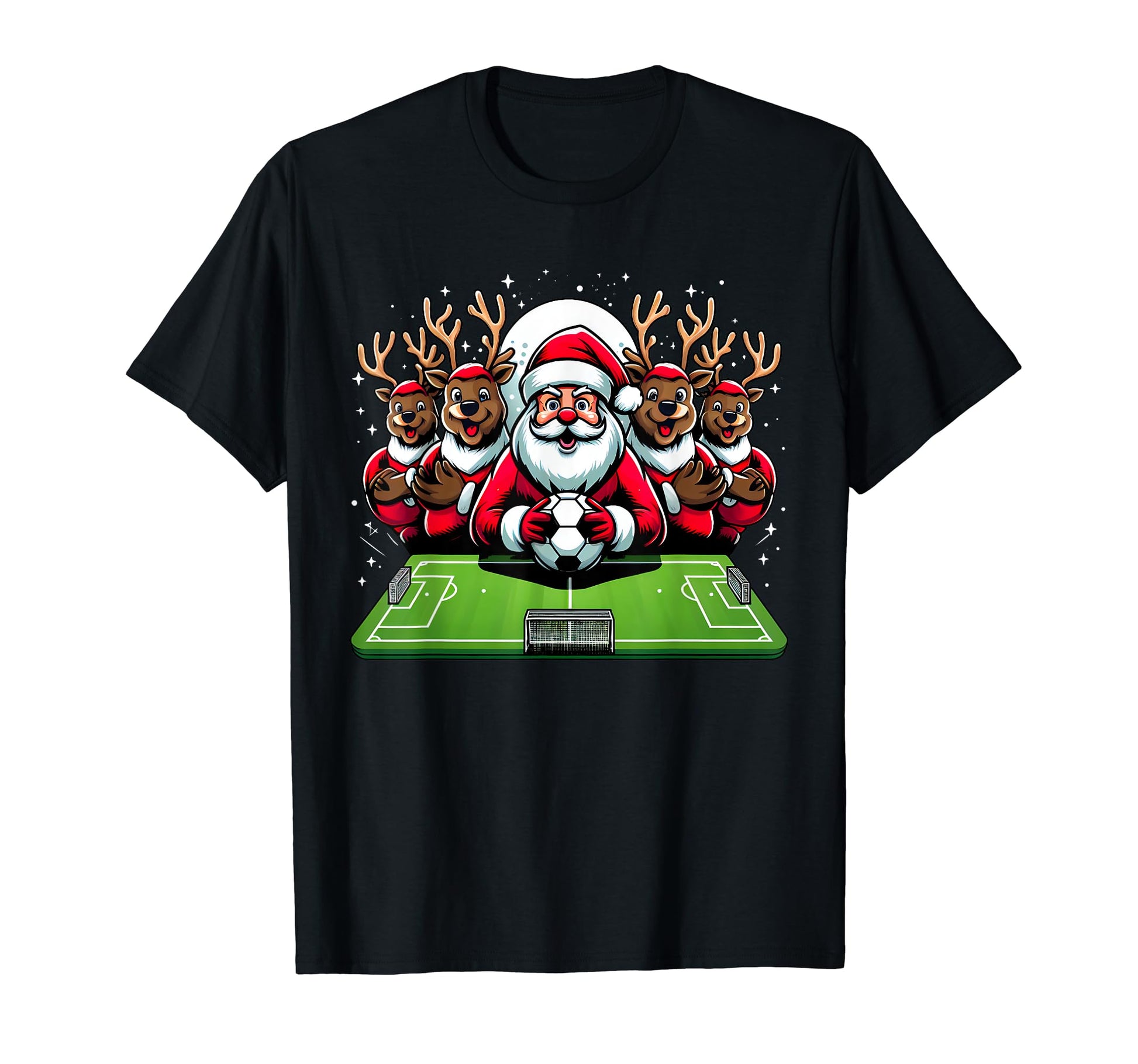 Santa Reindeer Play American Soccer T-Shirt - Custom Art Print Unisex - T-Shirt, Sweatshirt, Hoodie