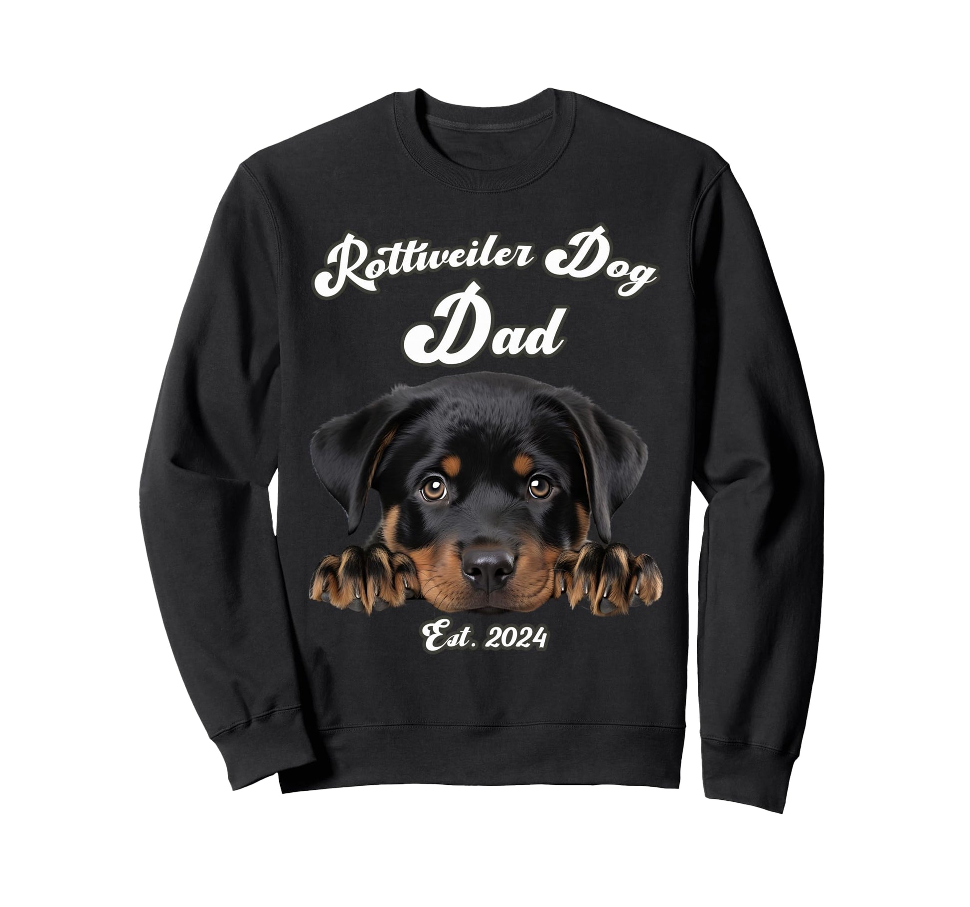 Rottweiler Dog Dad Est 2024 Puppy Sweatshirt - Minimalist Print Unisex - T-Shirt, Sweatshirt, Hoodie