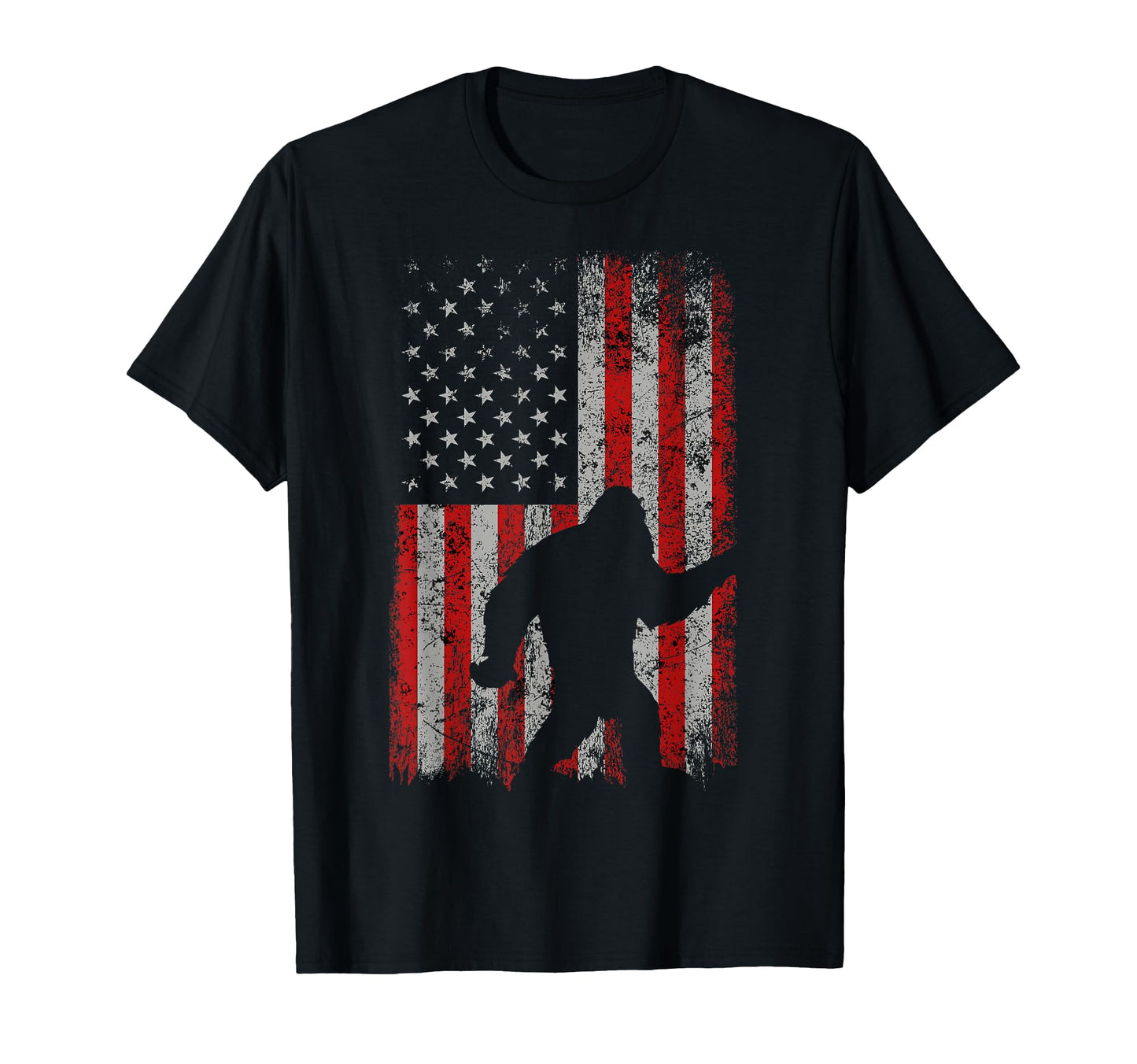 Patriotic American Flag Sasquatch T-Shirt - Aesthetic Graphic Men Women - T-Shirt, Sweatshirt, Hoodie