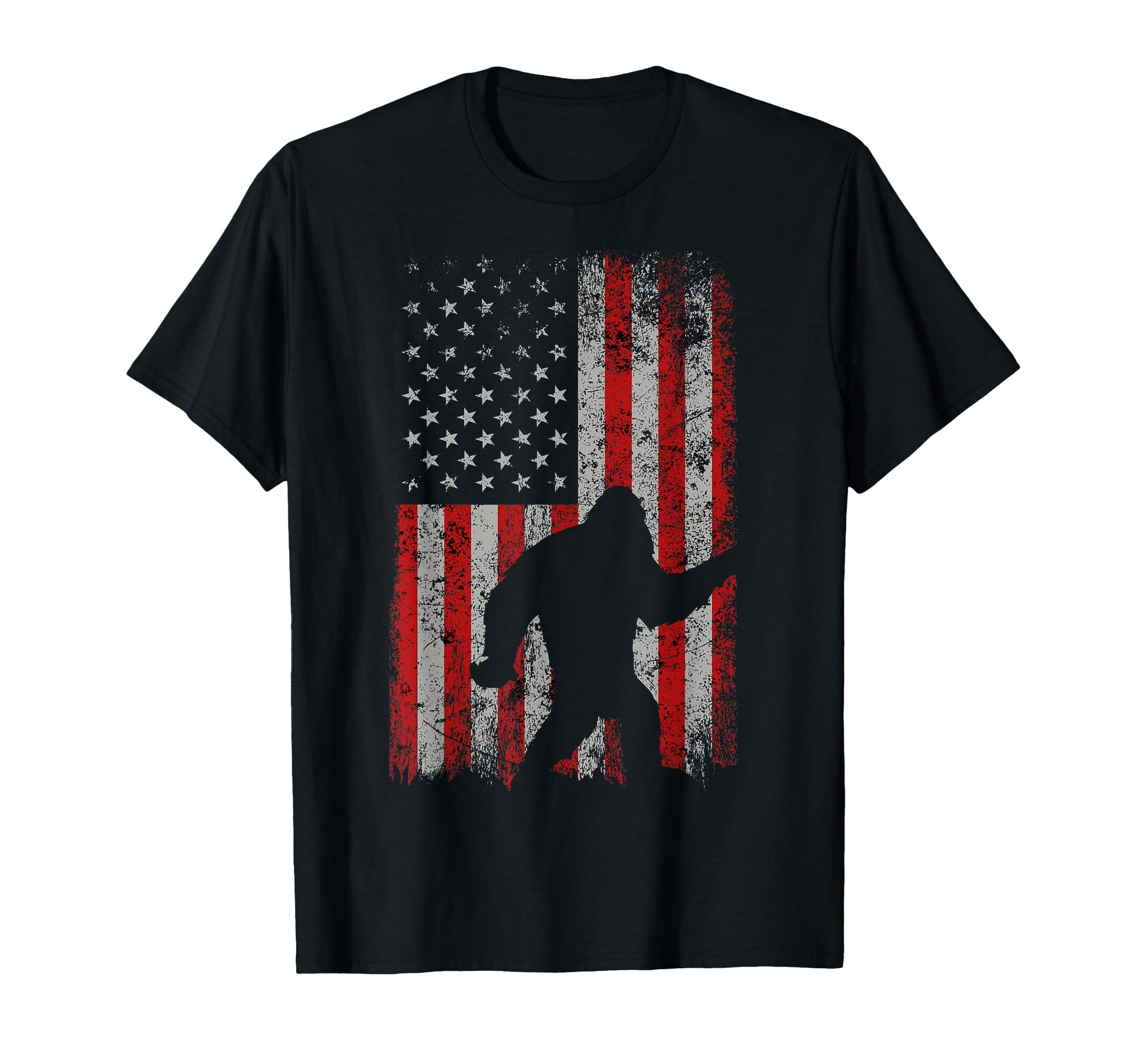 Patriotic American Flag Sasquatch T-Shirt - Aesthetic Graphic Men Women - T-Shirt, Sweatshirt, Hoodie