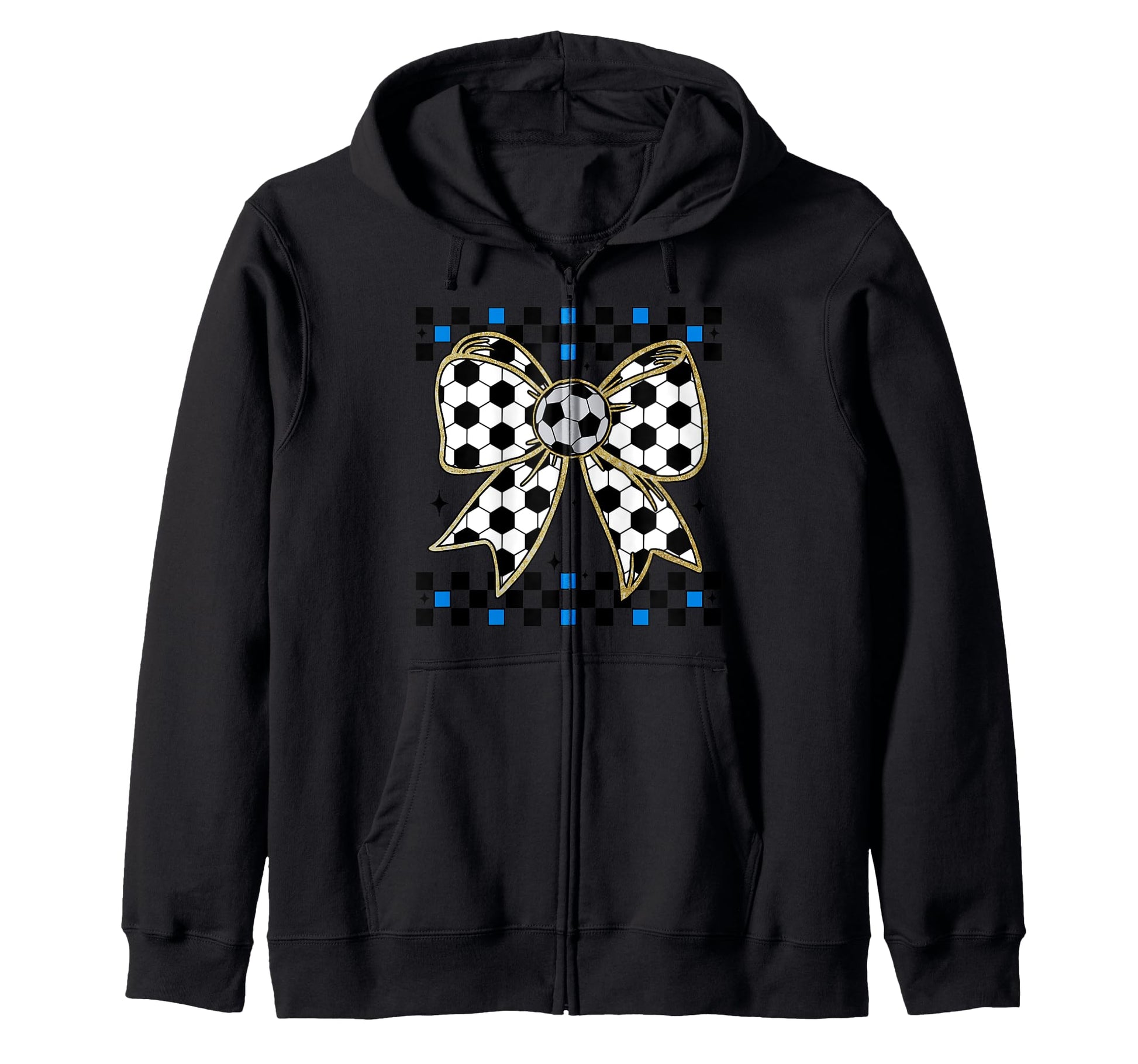 Soccer Bow Checkered Ribbon Gift Sweatshirt - Trendy Graphic for Adults - T-Shirt, Sweatshirt, Hoodie
