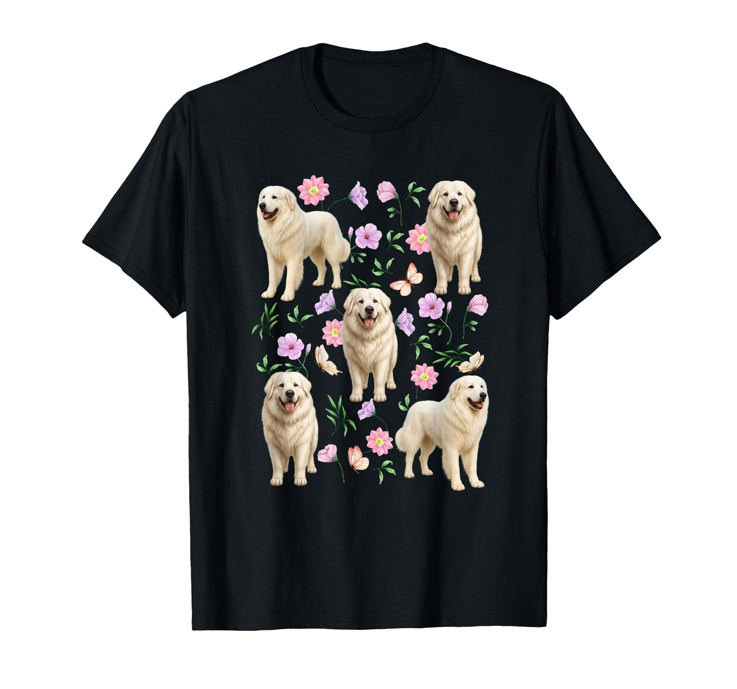 Great Pyrenees Owner Flowers Great T-Shirt - Custom Art Print Men Women - T-Shirt, Sweatshirt, Hoodie
