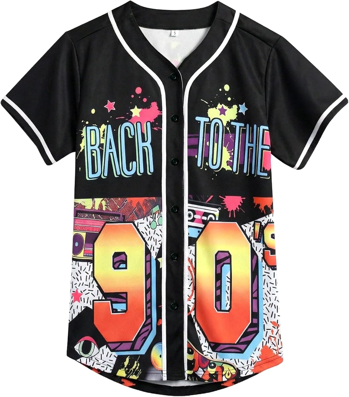 80s 90s Baseball Jersey for Women Hip Hop Custom Outfit for Party Back to The 80s 90s Retro Button Down Shirts baseball jersey product view 1