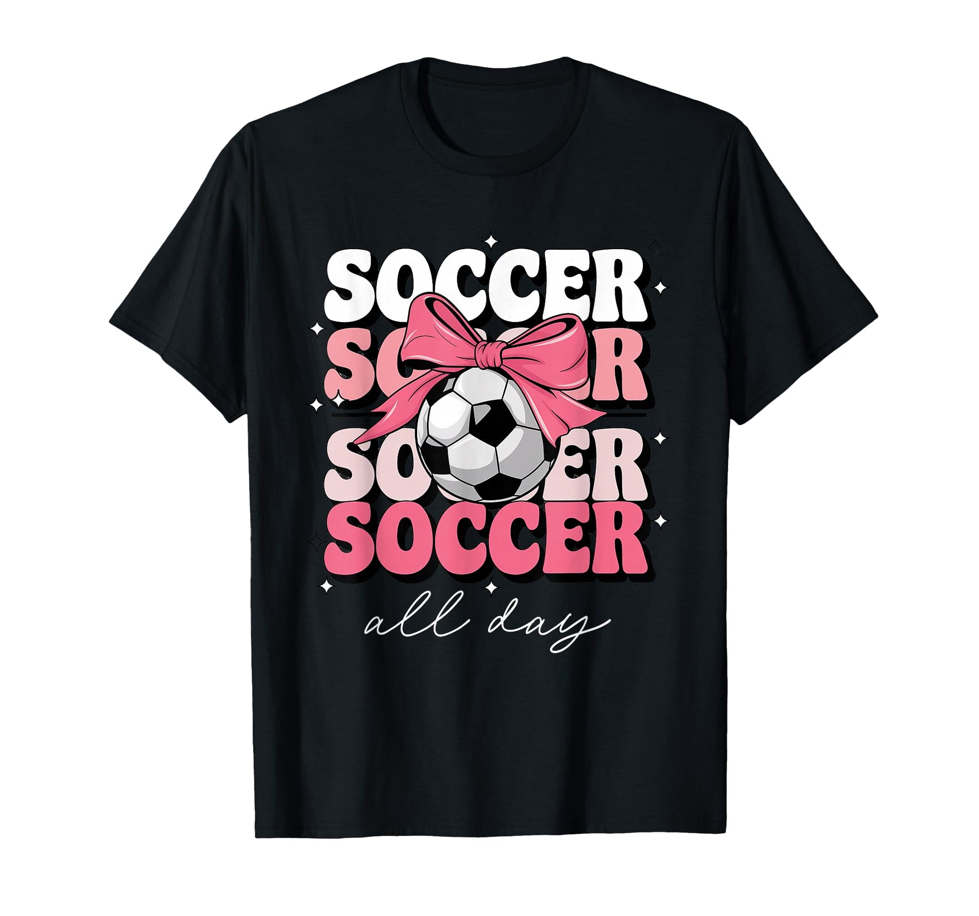 Groovy Soccer Coquette Bow Soccer All Day T-Shirt - Novelty Apparel Unisex - T-Shirt, Sweatshirt, Hoodie