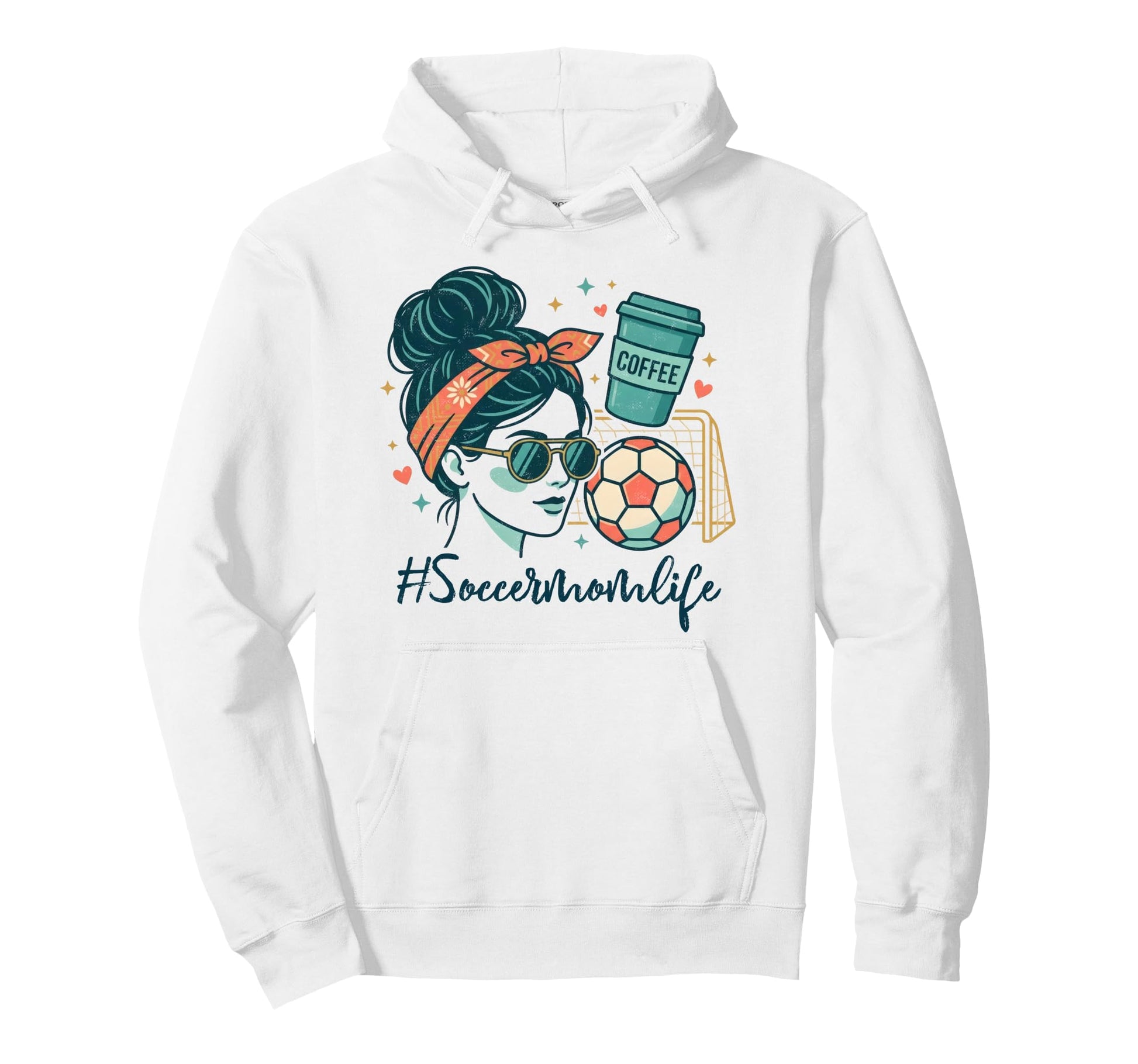 Soccer Mom Life Coffee Lover Messy Bun Hoodie - Streetwear Style Men Women - T-Shirt, Sweatshirt, Hoodie