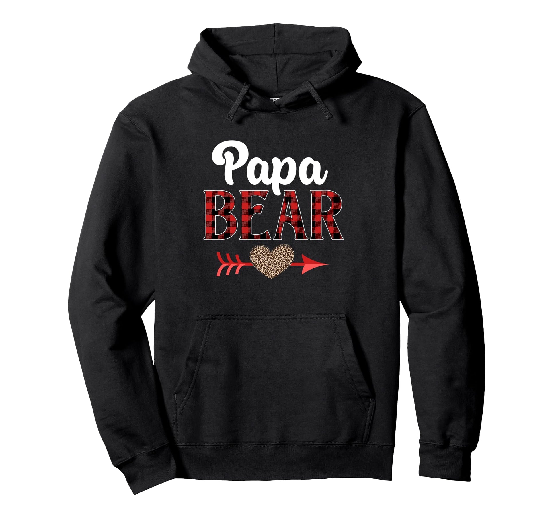 Papa Bear Buffalo Plaid Leopard Hoodie - Fun Novelty Design Men Women - T-Shirt, Sweatshirt, Hoodie