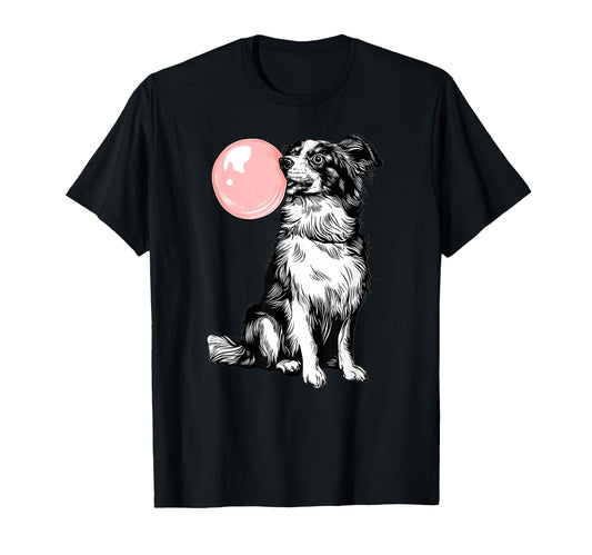 Australian Shepherd Blowing Bubble T-Shirt - Streetwear Style for Adults - T-Shirt, Sweatshirt, Hoodie