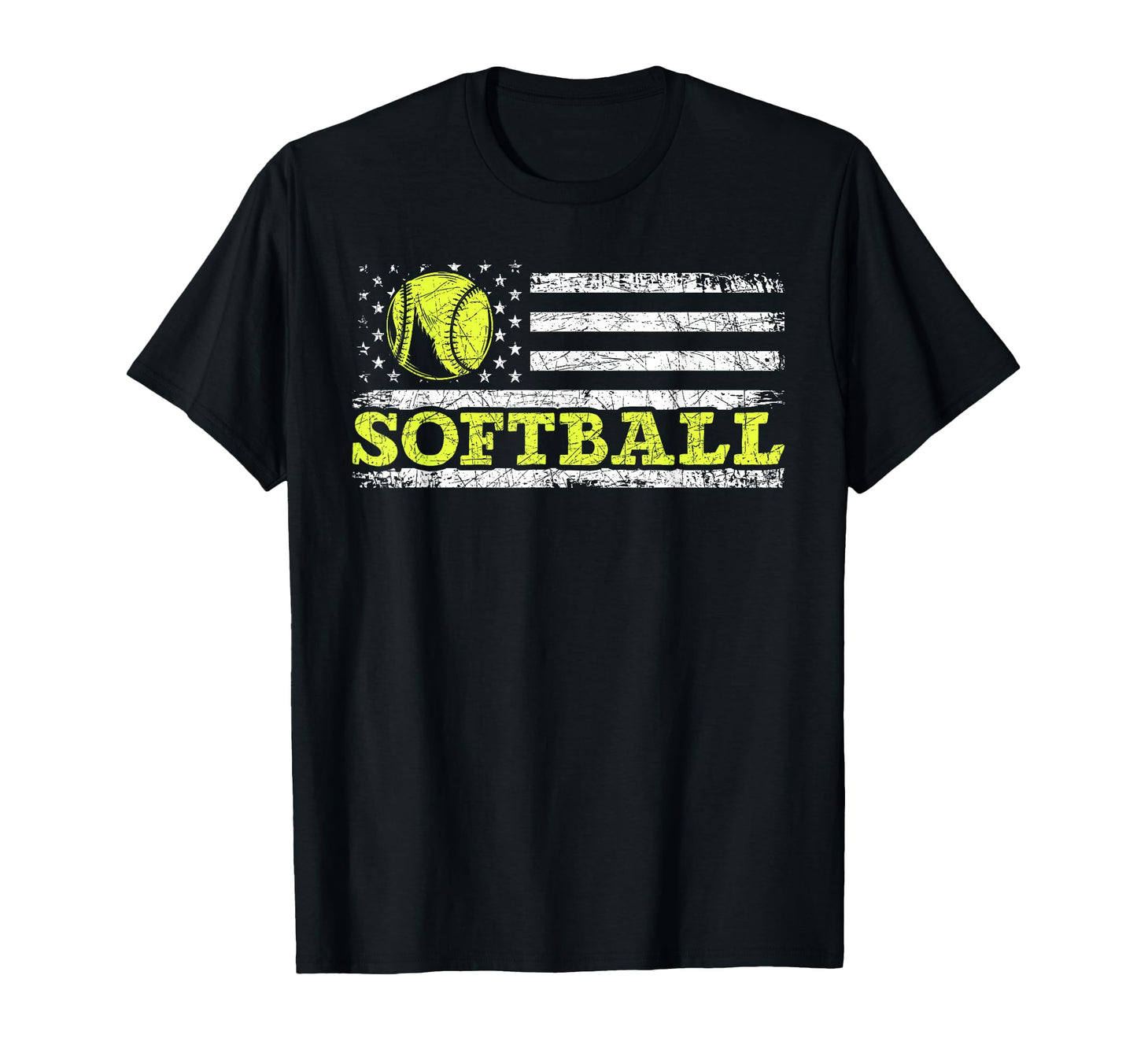 Usa Flag Patriotic Softball Player T-Shirt - Novelty Apparel for Adults - T-Shirt, Sweatshirt, Hoodie