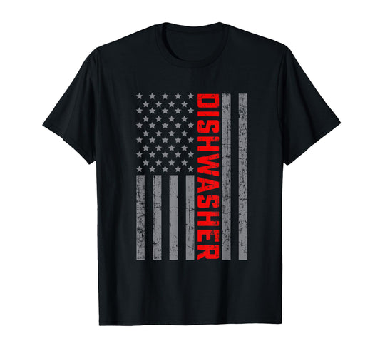 American Flag Dishwasher Us Flag Dad T-Shirt - Graphic Print Unisex - T-Shirt, Sweatshirt, Hoodie