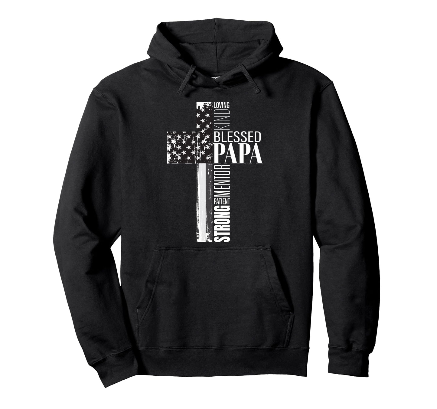 Blessed Papa American Flag Christian Hoodie - Aesthetic Graphic Men Women - T-Shirt, Sweatshirt, Hoodie