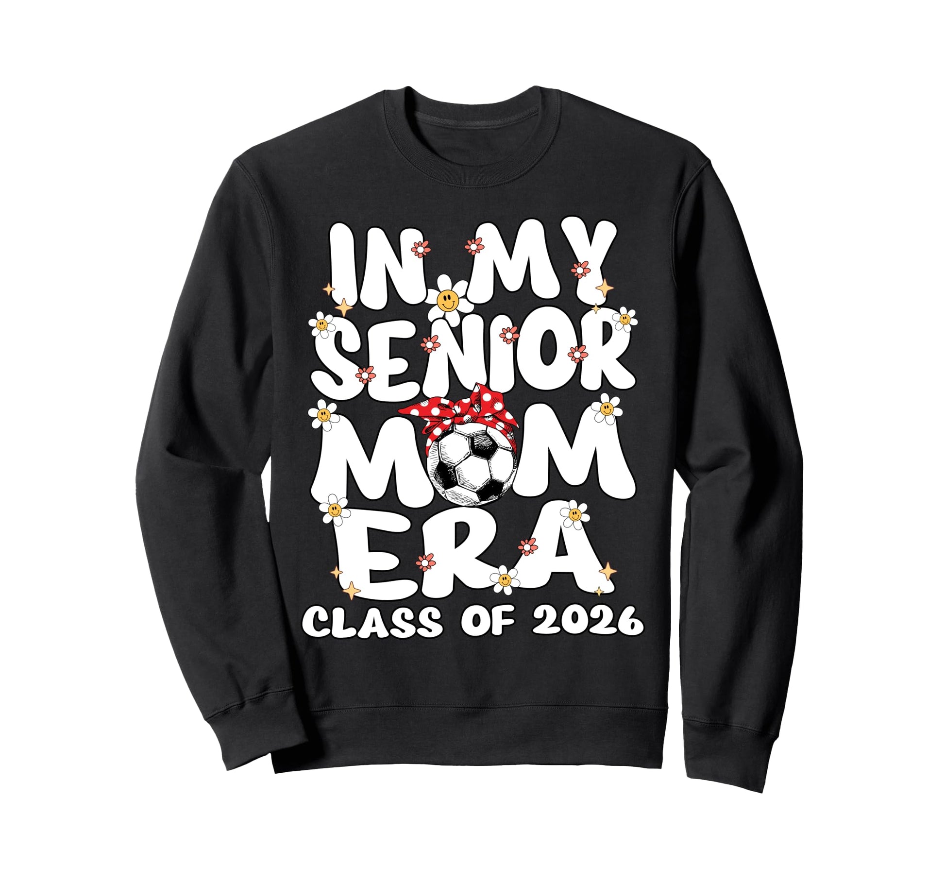 My Senior Mom Era Groovy Soccer Sweatshirt - Aesthetic Graphic for Adults - T-Shirt, Sweatshirt, Hoodie