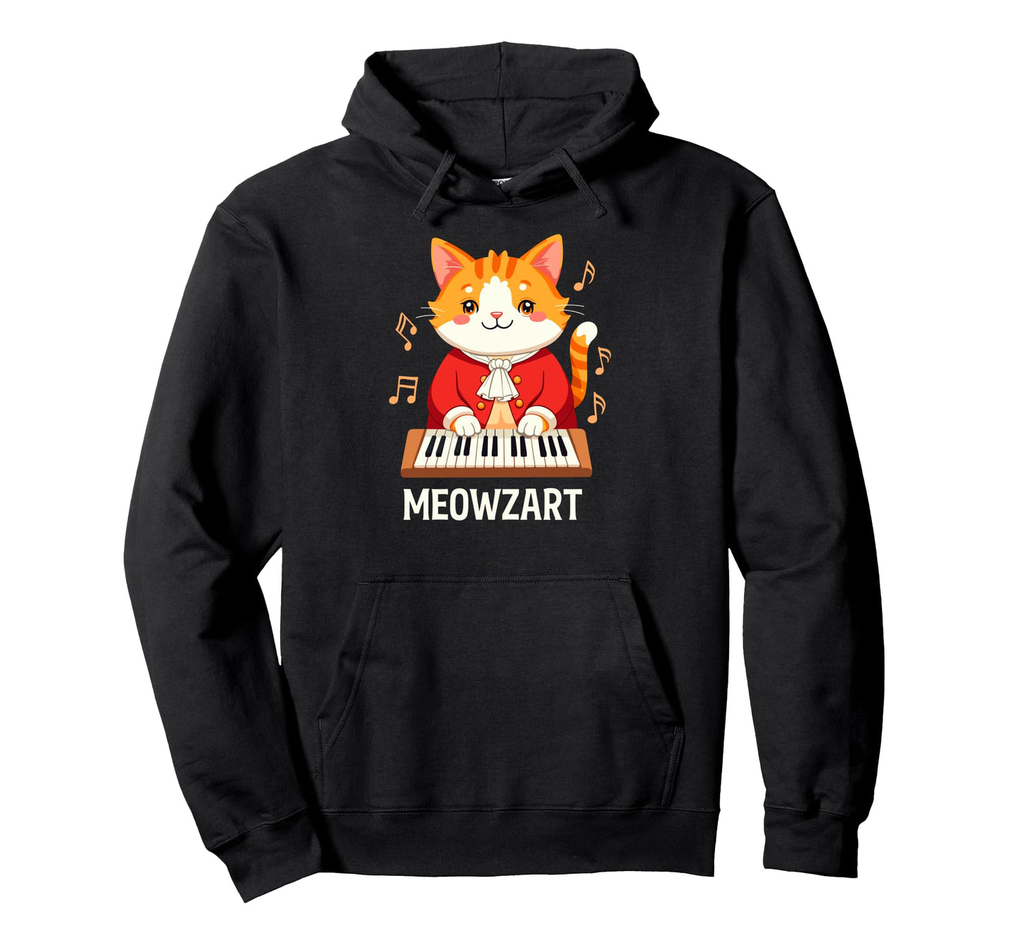 Musician Cat Meowzart Music Cats Lover Hoodie - Minimalist Print Men Women - T-Shirt, Sweatshirt, Hoodie