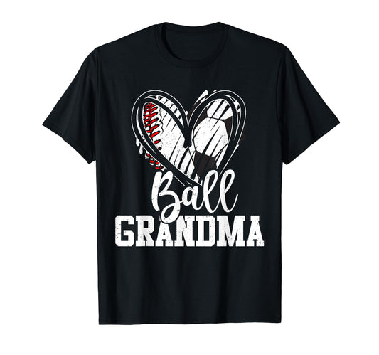 Ball Grandma Heart Baseball Soccer Hoodie - Fun Novelty Design for Adults - T-Shirt, Sweatshirt, Hoodie