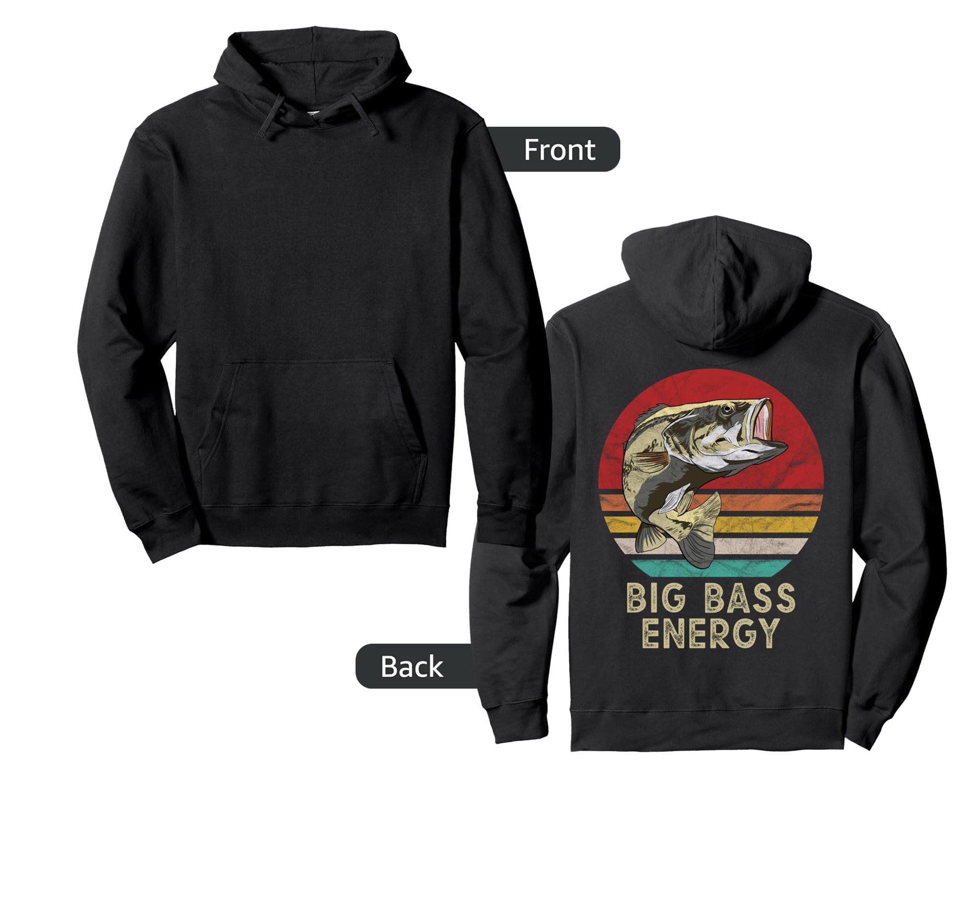 Big Bass Fishing Catch Fish Dad Hoodie - Minimalist Print Men Women - T-Shirt, Sweatshirt, Hoodie