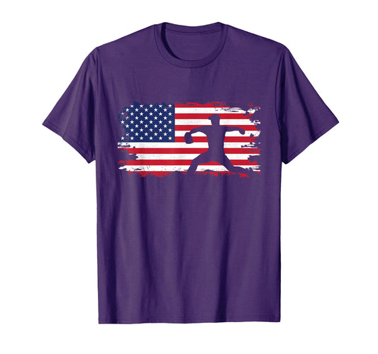American Flag Pitcher Baseball Baseball T-Shirt - Aesthetic Graphic Unisex - T-Shirt, Sweatshirt, Hoodie