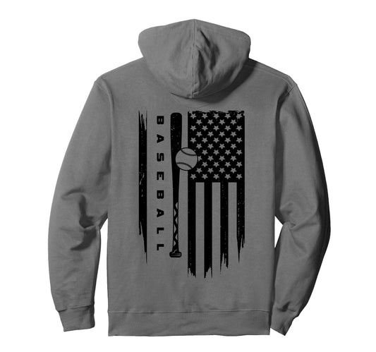 American Flag Baseball Baseball Hoodie - Aesthetic Graphic Unisex - T-Shirt, Sweatshirt, Hoodie