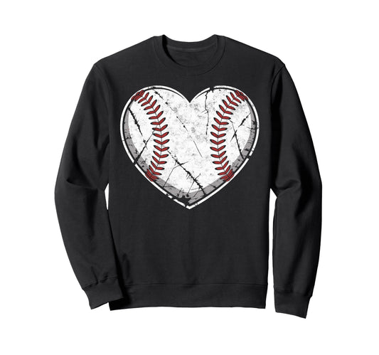 Baseball Ball Heart Player Coach Dad Sweatshirt - Aesthetic Graphic Unisex - T-Shirt, Sweatshirt, Hoodie